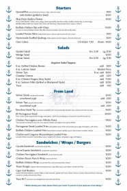 Menu Blue Point Restaurant
